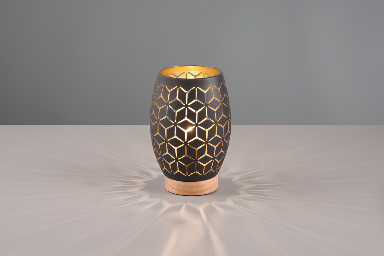 Lampa de masa Bidar, RL, 15x21.5 cm, 28W, 1x E27, metal, negru/natur - imagine 3